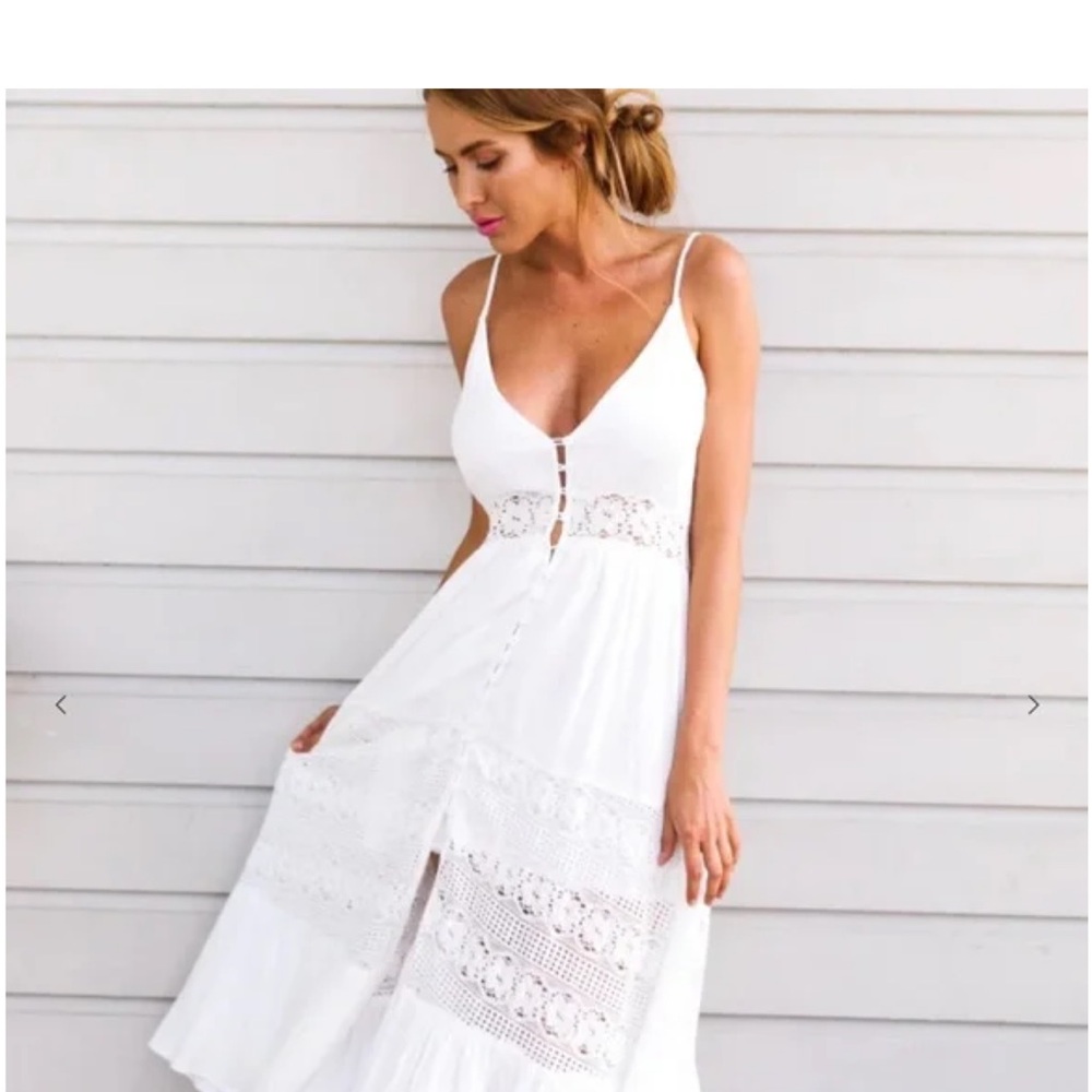 Hello Molly White Lace Maxi Dress
